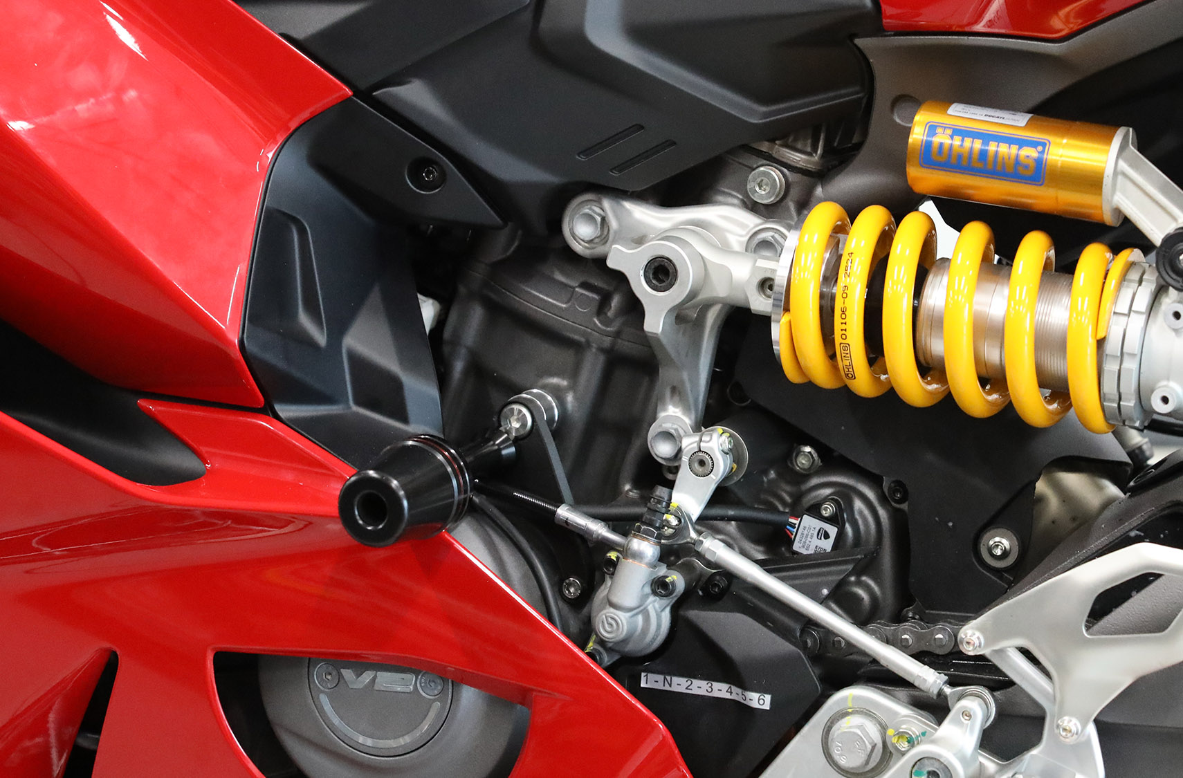 View of AELLA Frame Slider Kit For the Ducati Panigale V2 / S (2025+)